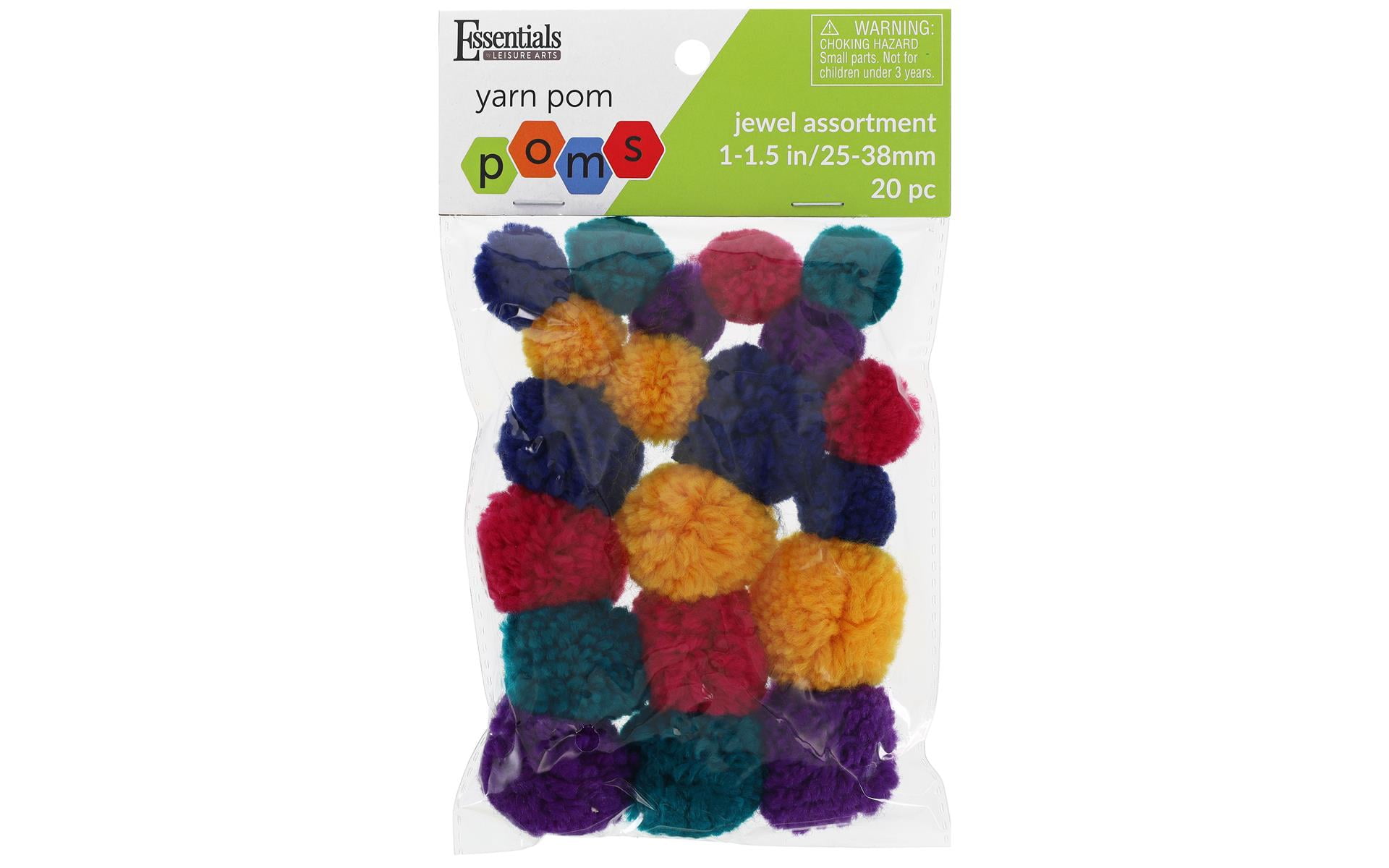 Essentials by Leisure Arts Pom Poms - Glitter Multi-colored - 1/2 - 20  piece pom poms arts and crafts - colored pompoms for crafts - craft pom poms  - puff balls for crafts 