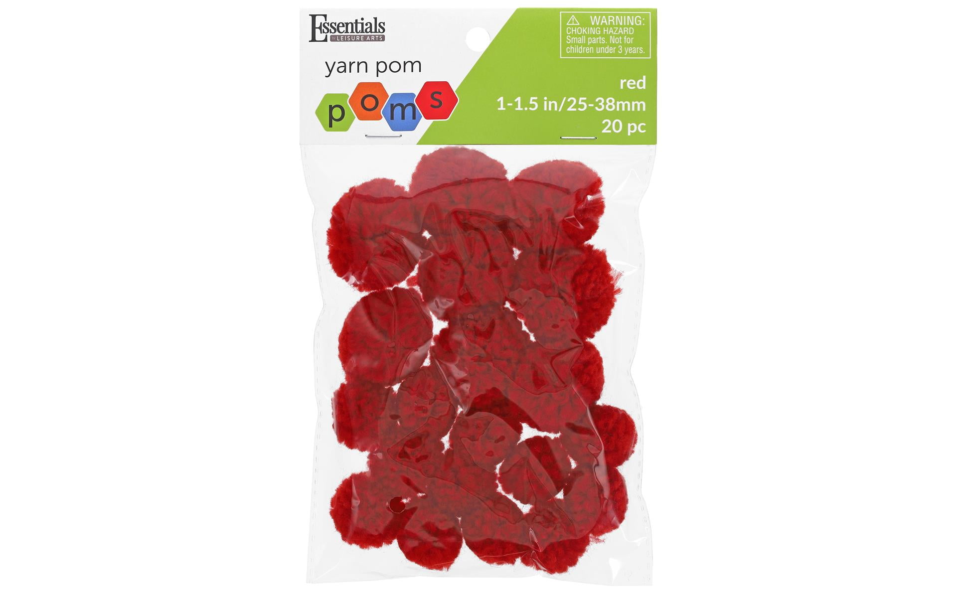 Offray Acrylic Yarn Pom Poms Great for Decorating Apparel & Creative DIY Craft Ideas - Red - 1 1/2 in