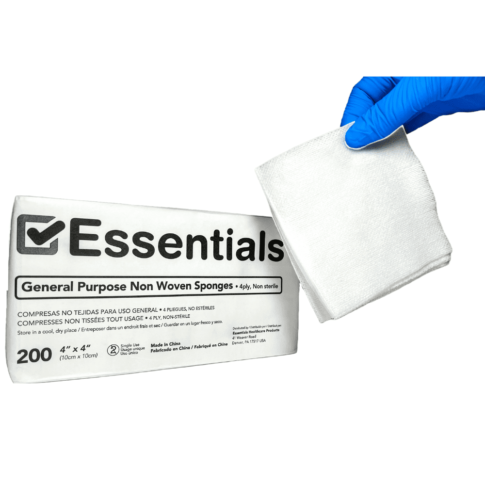 Essentials NonSterile Gauze Sponges 200 Count, 4Ply, 4 x 4 Gauze Pads