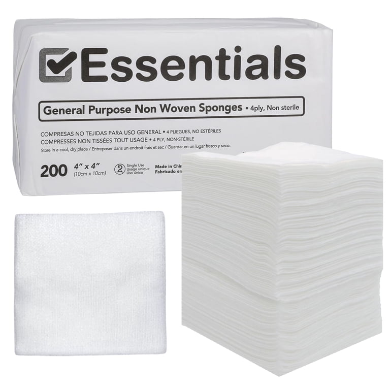 Essentials Absorbent Cleaning Medical Supplies: Non-Sterile Gauze