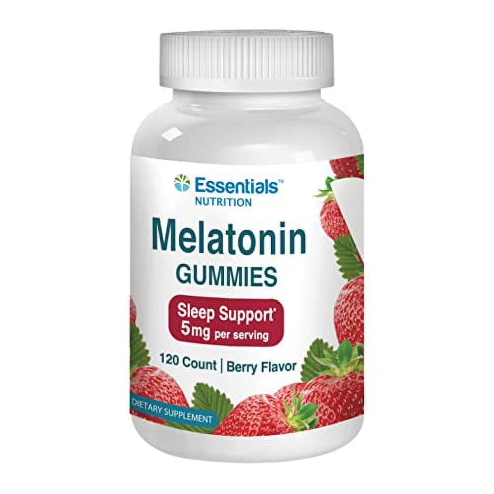 Gummies That Taste Like Melatonin Gummies Essentials Nutrition Vegetarian Melatonin Gummies 5mg, 120 Count for