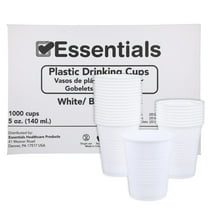 Essentials Plastic Drinking Cups; White 5 Ounce Drinking Cups; Full Case of 1000 Cups