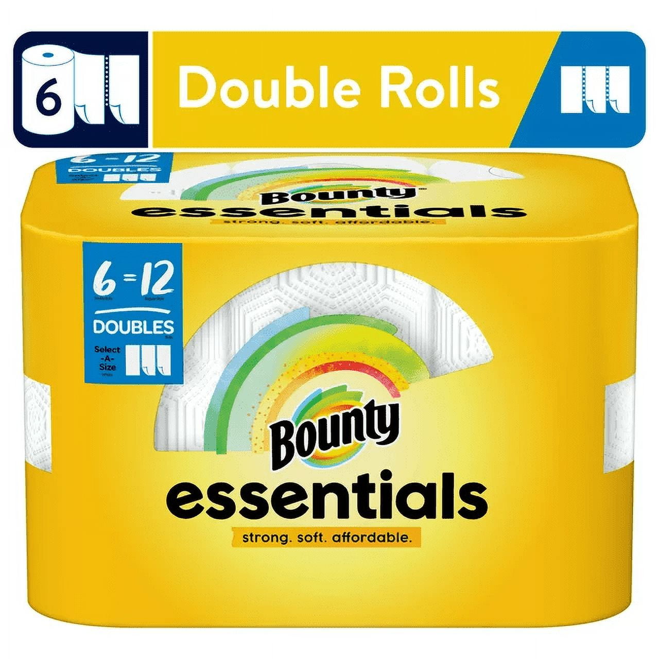 Essentials Select-a-Size Paper Towels, White, 6 Double Rolls