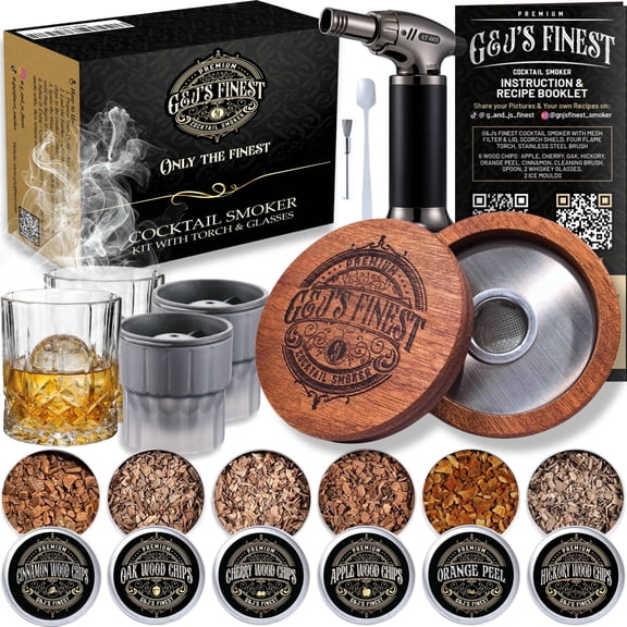 G & J'S FINEST Wood Food Smoker  Portable Smoking Kit for Meat, Cheese, Cocktails & BBQ Infusion