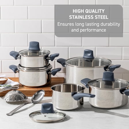 Essentials Stainless Steel Cookware Set, 2-Piece 8" and 10.5"