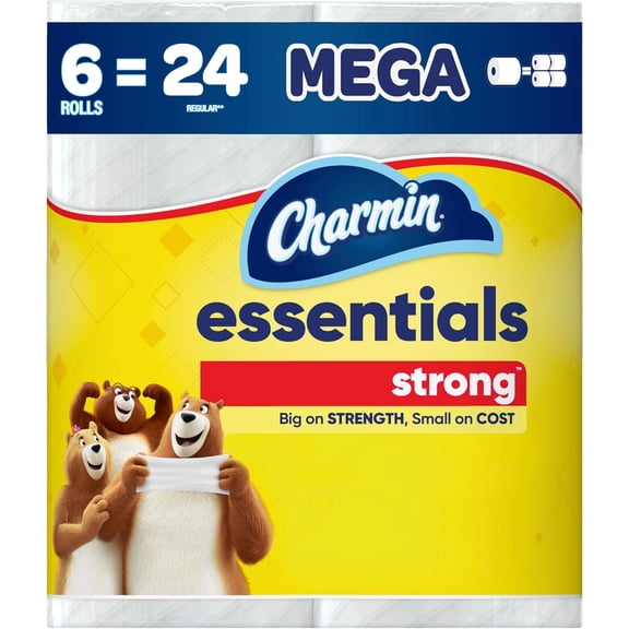 Essentials Strong Toilet Paper 6 Mega Rolls, 429 sheets per roll