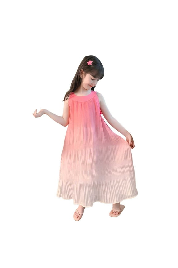 Essentials Toddler Girls Dresses Gradient Beach Tulle Sleeveless Flowy Maxi Ball Gown Dress Size 5-6 Years