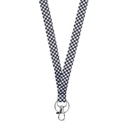 Essentials Unisex Adult Ribbon Lanyard BLK & WHT CHECK, 19 Long, hook and keyring