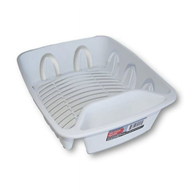 Essentials White Plastic Dish Drainer - 11.25'' x 13.75'' x 4.25
