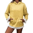 thumbnail image 1 of Essentials Women's Hoodie Solid Lace Hem Long Sleeve with Pocket Casual Plus Size Clothes Outfits, 1 of 5