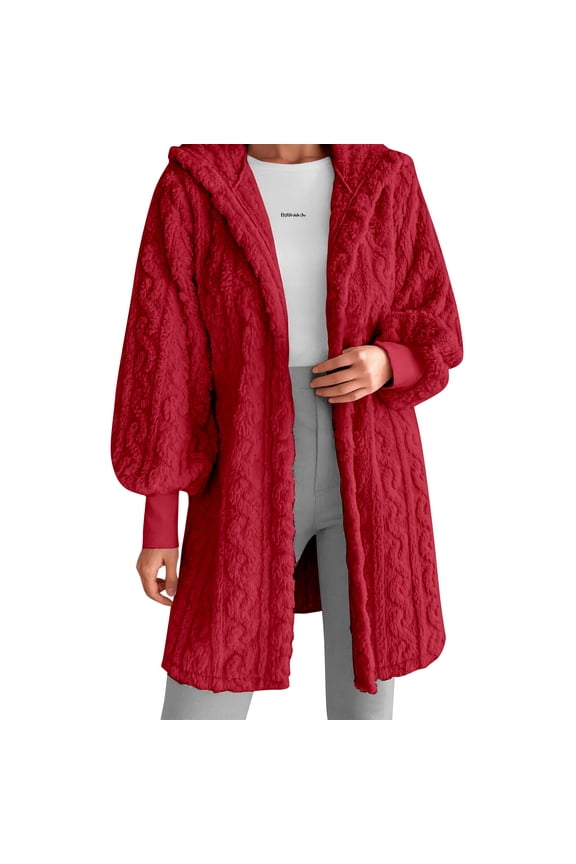 Essentials Women's Jacket Fleece Zip Up Hooded Coat Solid Warm Loose Sherpa Lined Hoodie Fuzzy Clothing