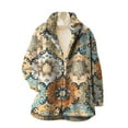 thumbnail image 1 of Essentials Women's Jacket Oversize Fuzzy Vintage Floral Print Button Down Fleece With Pocket Outwears Coats, 1 of 3