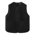 thumbnail image 1 of Essentials Women's Jacket Solid Sleeveless Warm Vest with Pocket Thermal Loose Fit Outwears Black, 1 of 2