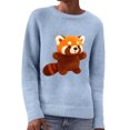 thumbnail image 1 of Essentials Women's Sweater Knit Cute Graphic Long Sleeve Crew Neck Warm Sweaters Light Blue, 1 of 4