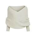 thumbnail image 1 of Essentials Women's Sweater Cross Off Shoulder Scarf Shawl With Sleeve Elegant Solid Cropped Winter Sweaters, 1 of 2