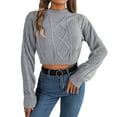 thumbnail image 1 of Essentials Women's Sweater Long Sleeve Soft Ribbed Knitted Fashion Solid Cropped Fall Knitwear, 1 of 1