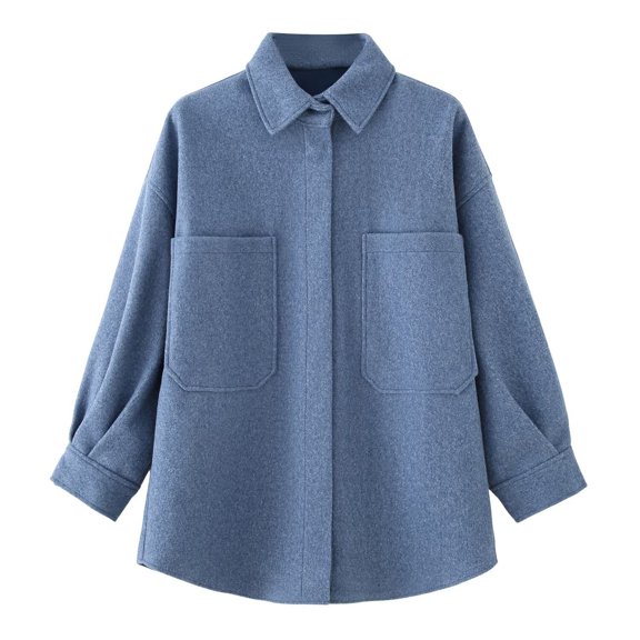 Essentials Women's Sweater Minimalist Solid Long Sleeve Lapel Wool Coat With Pocket Lightweight Sweaters