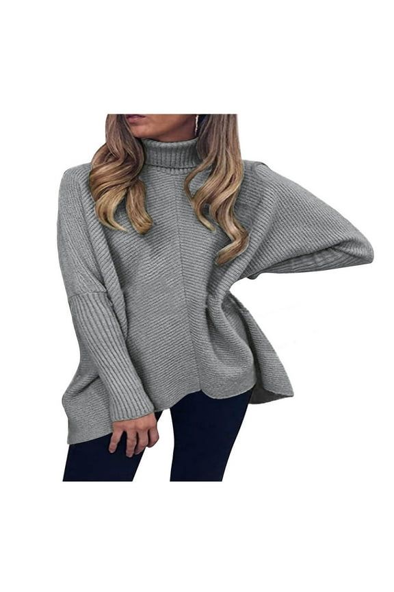 Essentials Women's Sweater Oversize Soild Long Sleeve Turtleneck Knitted Loose Fit Winter Sweaters