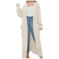 thumbnail image 1 of Essentials Women's Sweater Oversize Solid Cable Knitted Long Cardigan Elegant Open Front Knitted With Pocket Trendy Clothes 2025, 1 of 5