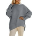 thumbnail image 1 of Essentials Women's Sweater Oversized Solid Chuny Knitted Long Sleeve Crewneck Loose Fit Warm Sweaters Grey, 1 of 5