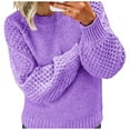 thumbnail image 1 of Essentials Women's Sweater Solid Cable Ribbed Knitted Long Sleeve Crew Neck Casual Fall Winter Clothes, 1 of 1