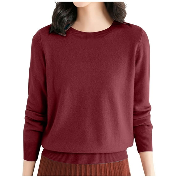 Essentials Women's Sweater Solid Color Long Sleeve Crew Neck Knit Classic Basic Casual Trendy Outfits