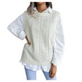 thumbnail image 1 of Essentials Women's Sweater Solid Color Round Neck Knit Vest Cable Knitted Sleeveless Trendy Clothes 2025, 1 of 1