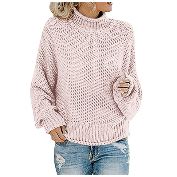 Essentials Women's Sweater Solid Oversize Knit Long Sleeve Turtleneck Loose Fit Winter Sweaters