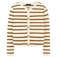 thumbnail image 1 of Essentials Women's Sweater Stripe Print Long Sleeve Cardigan Button Down Cropped Knitted Fall Clothes Outfits, 1 of 2