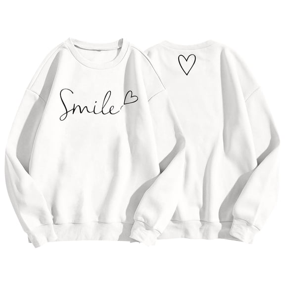 Essentials Women's Sweatshirts Letter Heart Print Long Sleeve Crew Neck Workout Trendy Clothes 2025