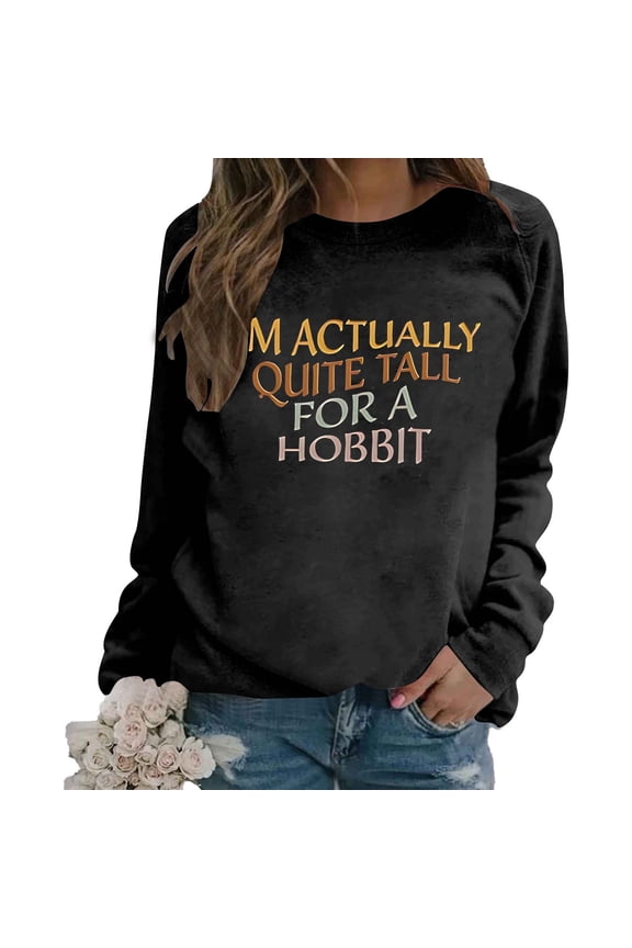 Essentials Women's Sweatshirts Long Sleeve Letter Print Casual Crew Neck Pullover Hoodies Tops Black