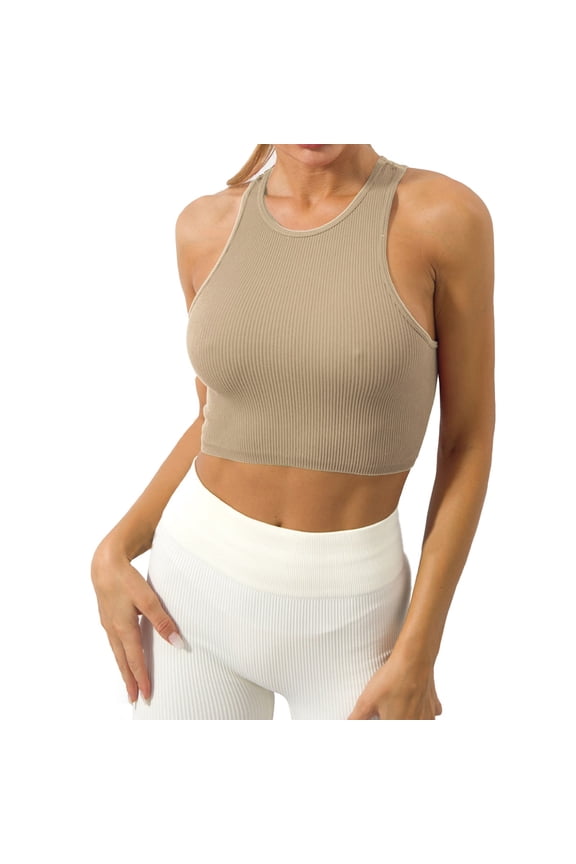 Essentials Womens Camisole Tank Tops Solid Round Neck Bodycon Vest Slim Sport Crop 2025 Slim Fitted Basic Layering Shirts