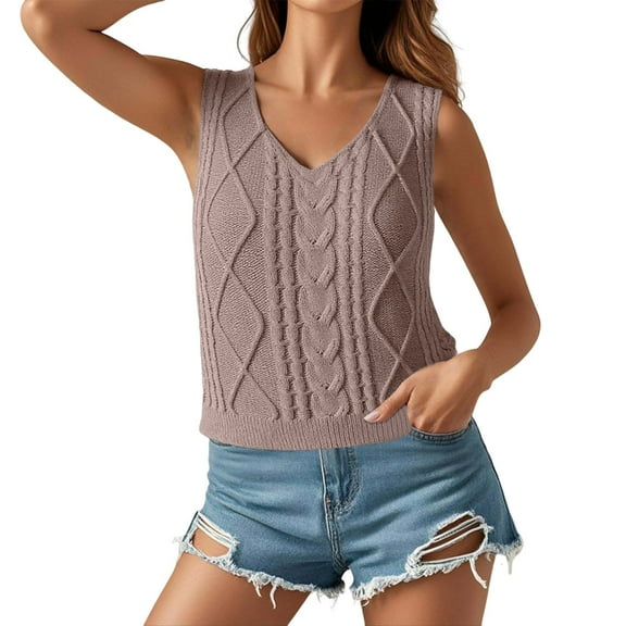 Essentials Womens Camisole Tank Tops Stylish V Neck Knit Hollow For Everyday Wear Fashion For Pair With Jeans Easy Care Sleeveless Basic Casual Undershirt