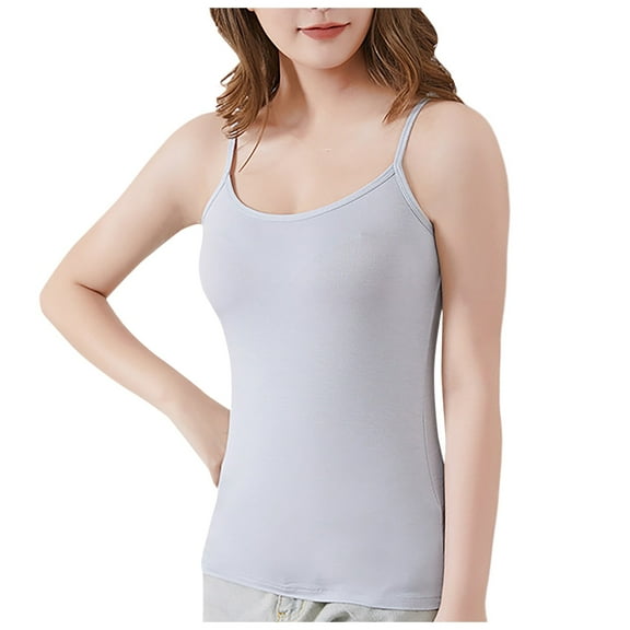 Essentials Womens Camisole Tank Tops Suspender Strap Solid Color No Chest Pad Summer Y2K Going Out Basic Cami Shirt