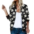 thumbnail image 1 of Essentials Womens Jacket Feather Floral Print Baseball Vintage Long Sleeve Zipper Bomber Outwear Jackets, 1 of 4