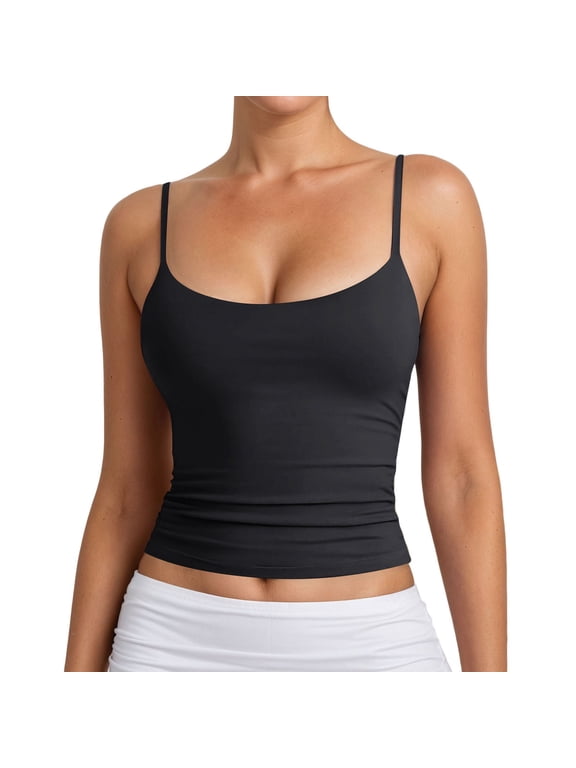 Essentials Womens Tank Tops Camisole Double Lined Neck Adjustable Summer Y2K Going Out Basic Cami Shirt