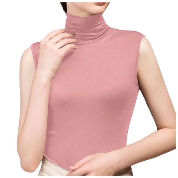 Essentials Womens Tank Tops Camisole Pile Neck Under A Tight Vest High Neck Thin Base Summer Y2K Going Out Basic Cami Shirt