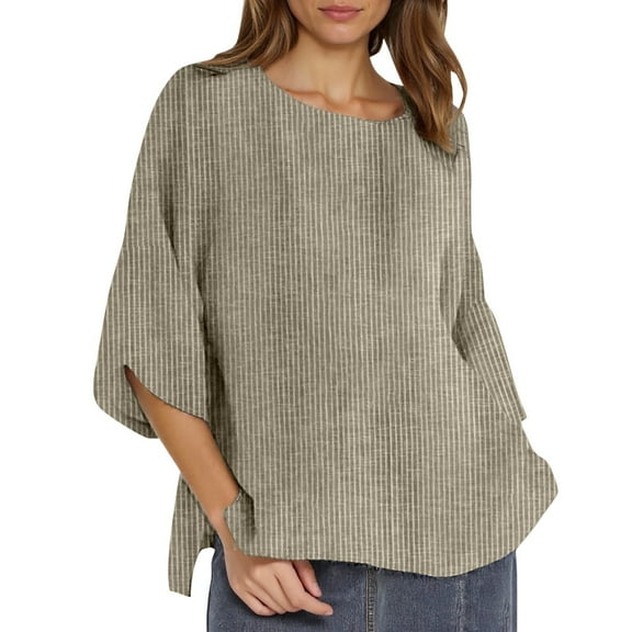 Essentials Womens Tees Tops Basic Shirts Ladies Spring Summer Round Neck Linen Solid Color Loose Fall Fashion Y2K Clothes 2025