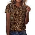 thumbnail image 1 of Essentials Womens Tees Tops Basic Shirts Leopard Print Short Sleeve Crewneck Casual Summer Fashion Y2K Clothes 2026 Gold XL, 1 of 4