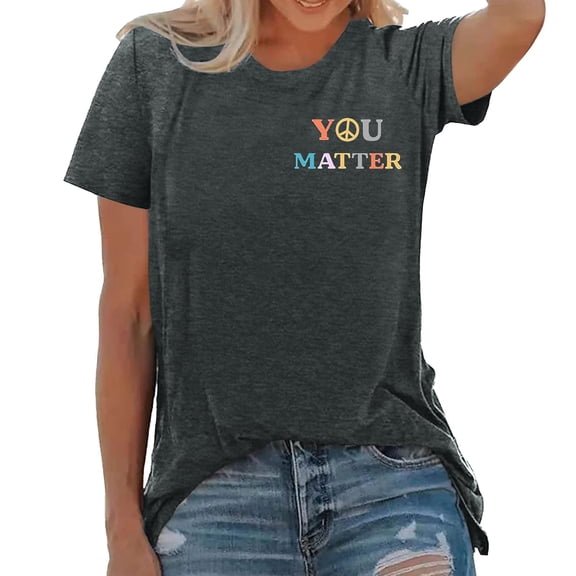 Essentials Womens Tees Tops Basic Shirts Letter Print Short Sleeve Graphic Summer Gift Clothes