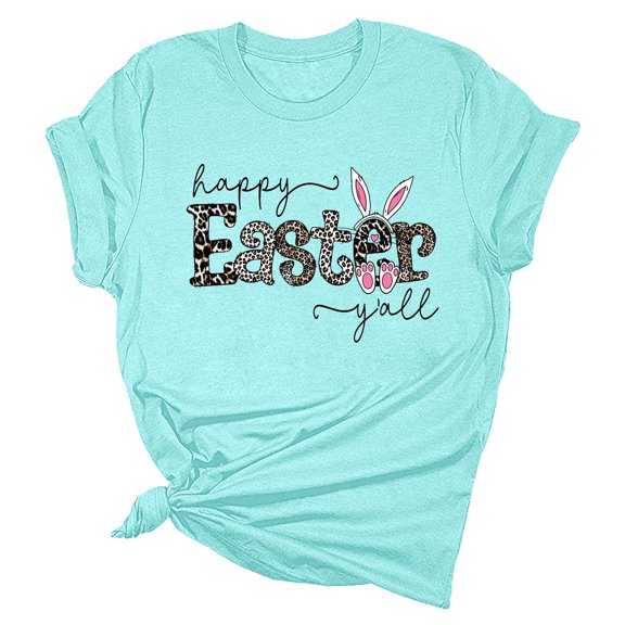 Essentials Womens Tees Tops Basic Shirts Letter Print Short Sleeve Summer Cute Rabbit Graphic Y2k Clothes