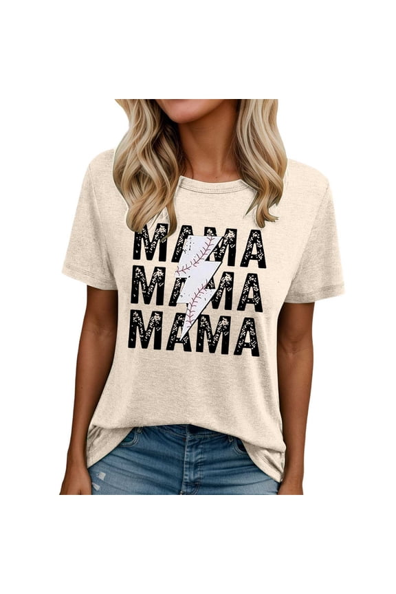 Essentials Womens Tees Tops Basic Shirts Printed Round Neck Solid Color Short Sleeved Fall Winter Clothes