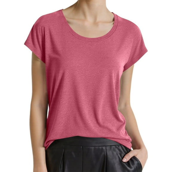 Essentials Womens Tees Tops Basic Shirts Round Neck Batwing Sleeve Solid Color Spring Summer 2025 Fall Outfits