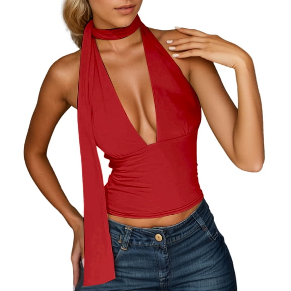 Essentials Womens Tees Tops Basic Shirts Sexy Sleeveless Low Cut Backless Hollow Out Strap Summer Streetwear 2025 Fall Outfits