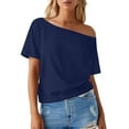 thumbnail image 1 of Essentials Womens Tees Tops Basic Shirts Solid Off Shoulder Cropped Slim Going Out Fall Fashion Y2K Clothes 2025, 1 of 6