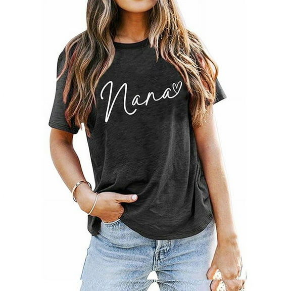 Essentials Womens Tees Tops Basic Shirts T Grma Life Funny Letter Printed Heart Short Sleeve Shirts Fall Fashion Y2K Clothes 2025