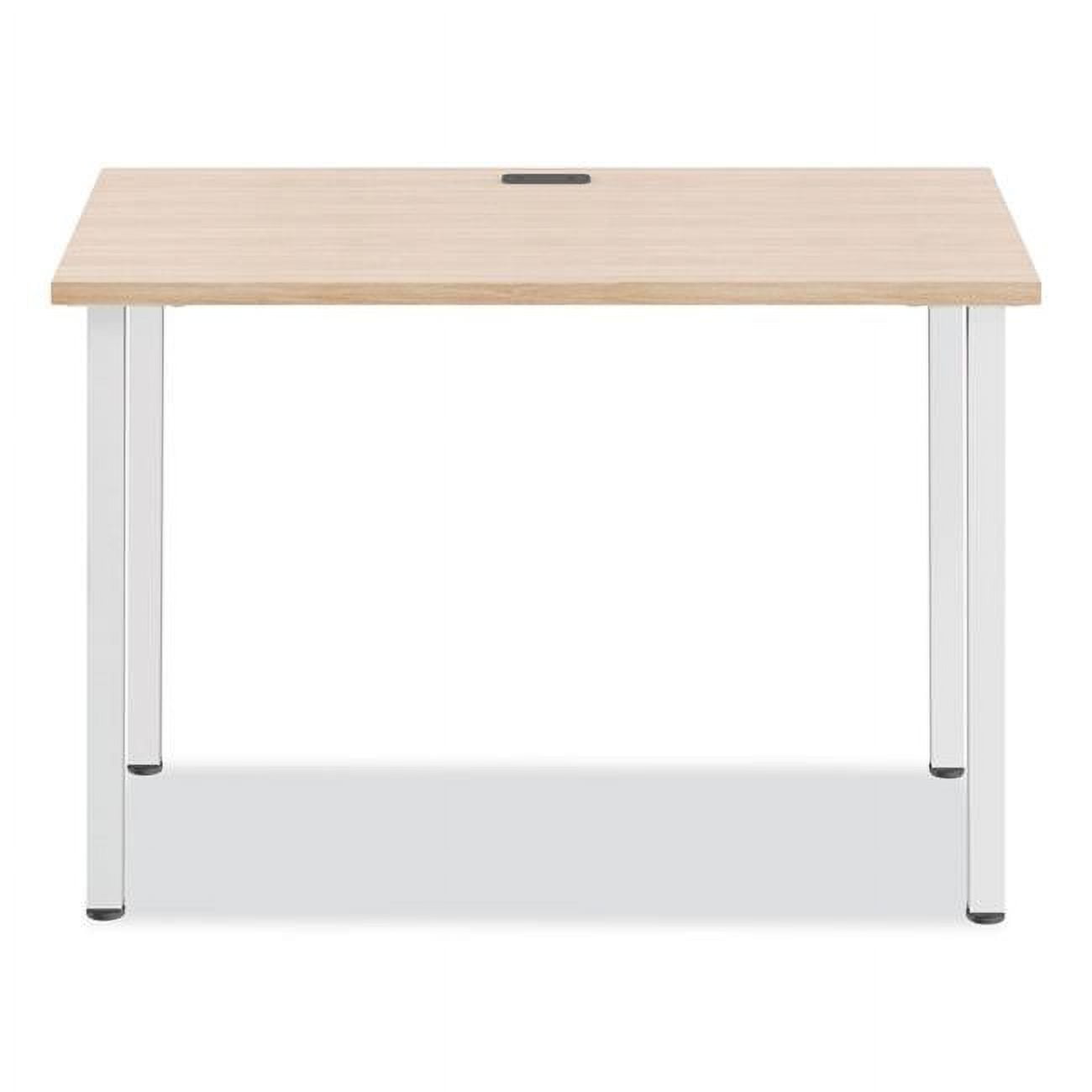 Natural Wood and Silver Writing Desk with Steel Frame