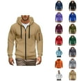 thumbnail image 1 of Essentials Zip Up Hoodies for Men 2025 Fall Winter Long Sleeve Plain Hooded Sweatshirt with Pockets Jacket Hoody, 1 of 8