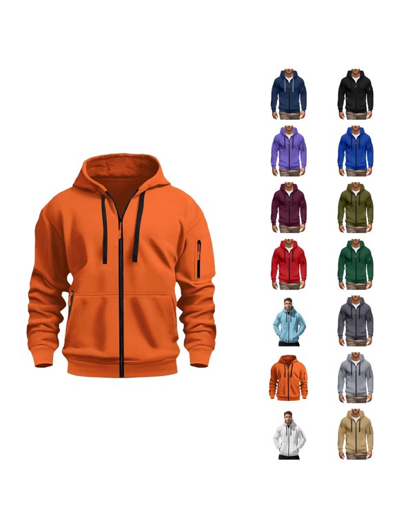 Essentials Zip Up Hoodies for Men 2025 Fall Winter Long Sleeve Plain Hooded Sweatshirt with Pockets Jacket Hoody