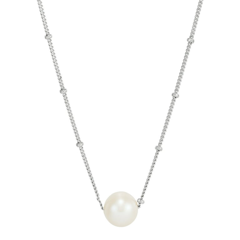 Two Strand Floating Cultured Freshwater Pearl Necklace with Sterling Silver Beads 16 inch Two Strand Floating Cultured Freshwater Pearl Necklace with Sterling Silver Beads 16 inch